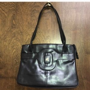 STUNNING LR BLACK LEATHER 1940s PURSE W/MIRROW